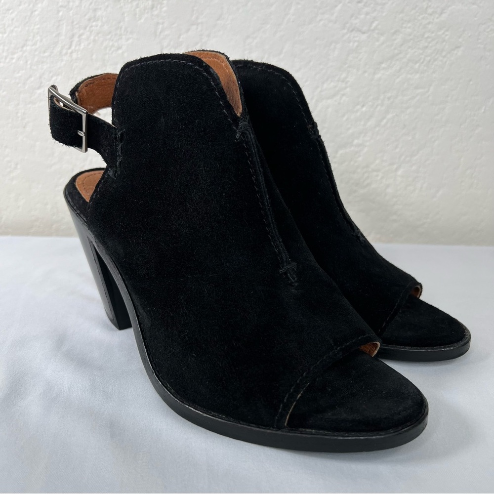 Frye Courtney Slingback Peep Toe Leather Block Heeled Sandals Mules Size 6.5 - Picture 2 of 13